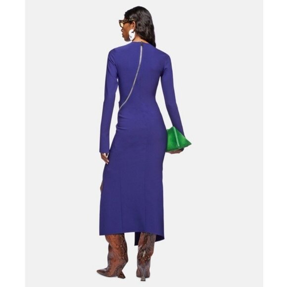 NWT The Attico Long Sleeve Blue Zip Detail Midi Dress - Picture 2 of 11